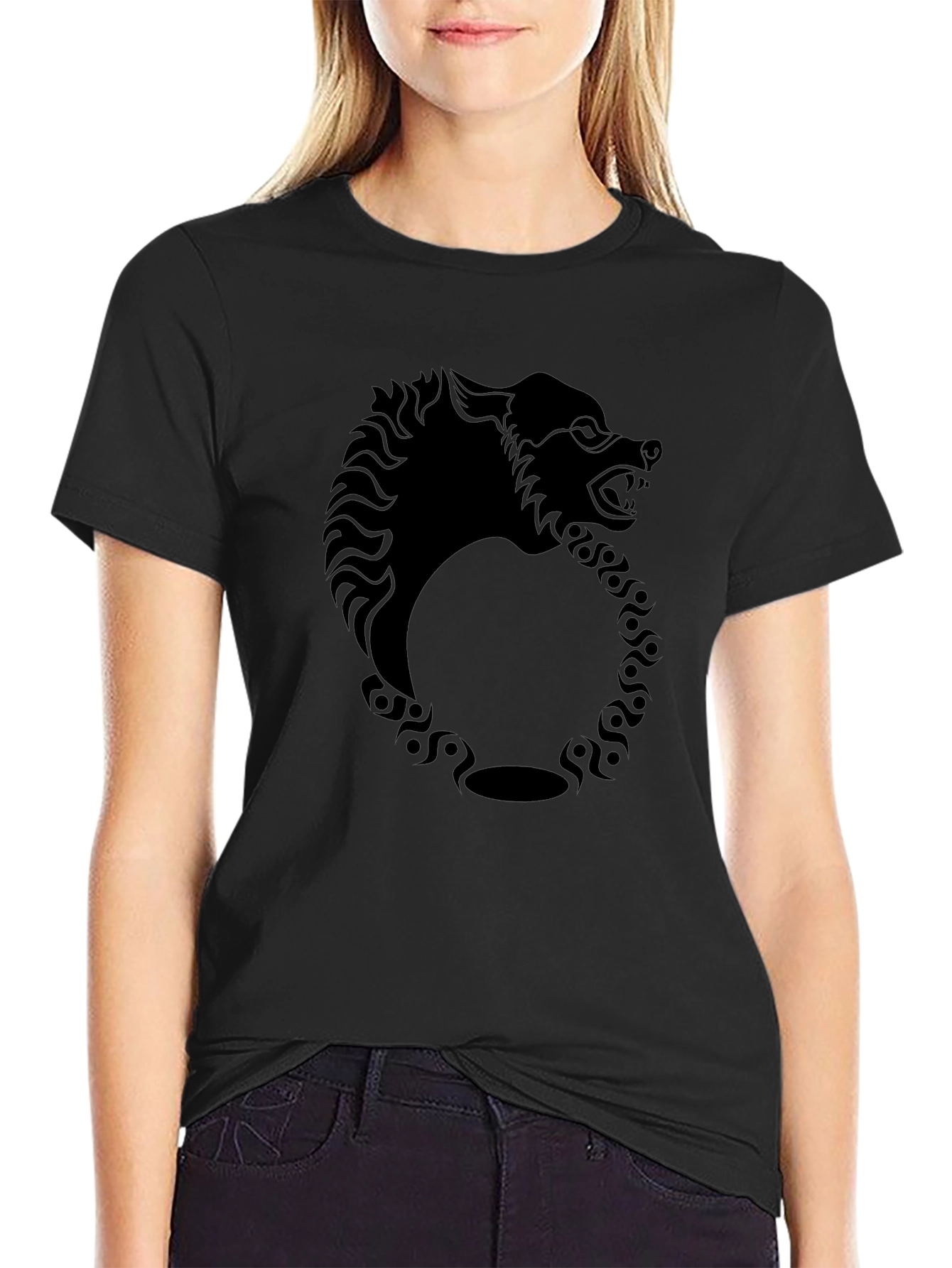 Ouroboros Wolf Mens Black Graphic Tee