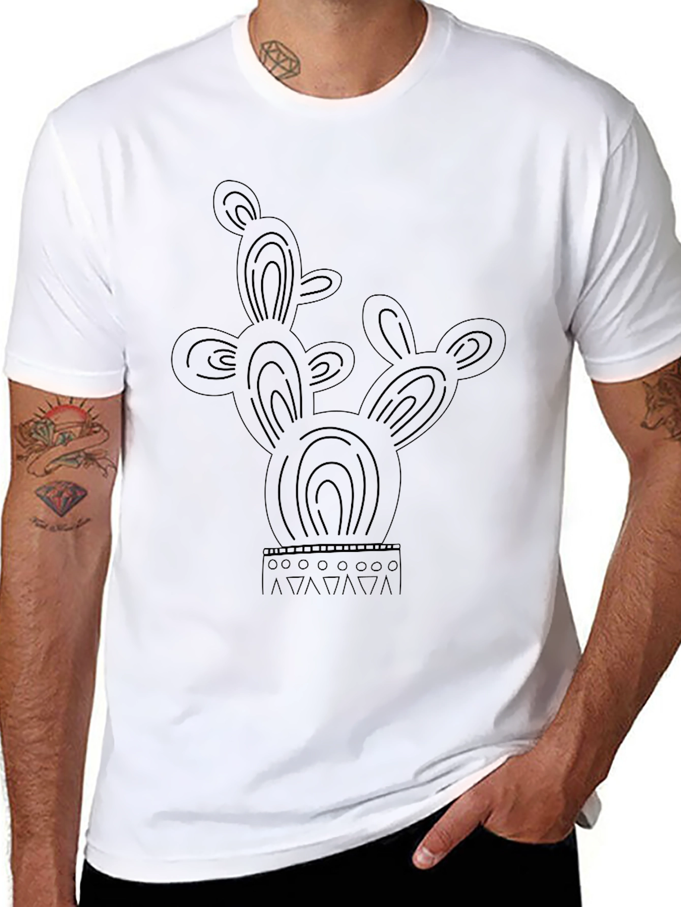 Black Cactus Graphic Tee - Desert Style Shirt