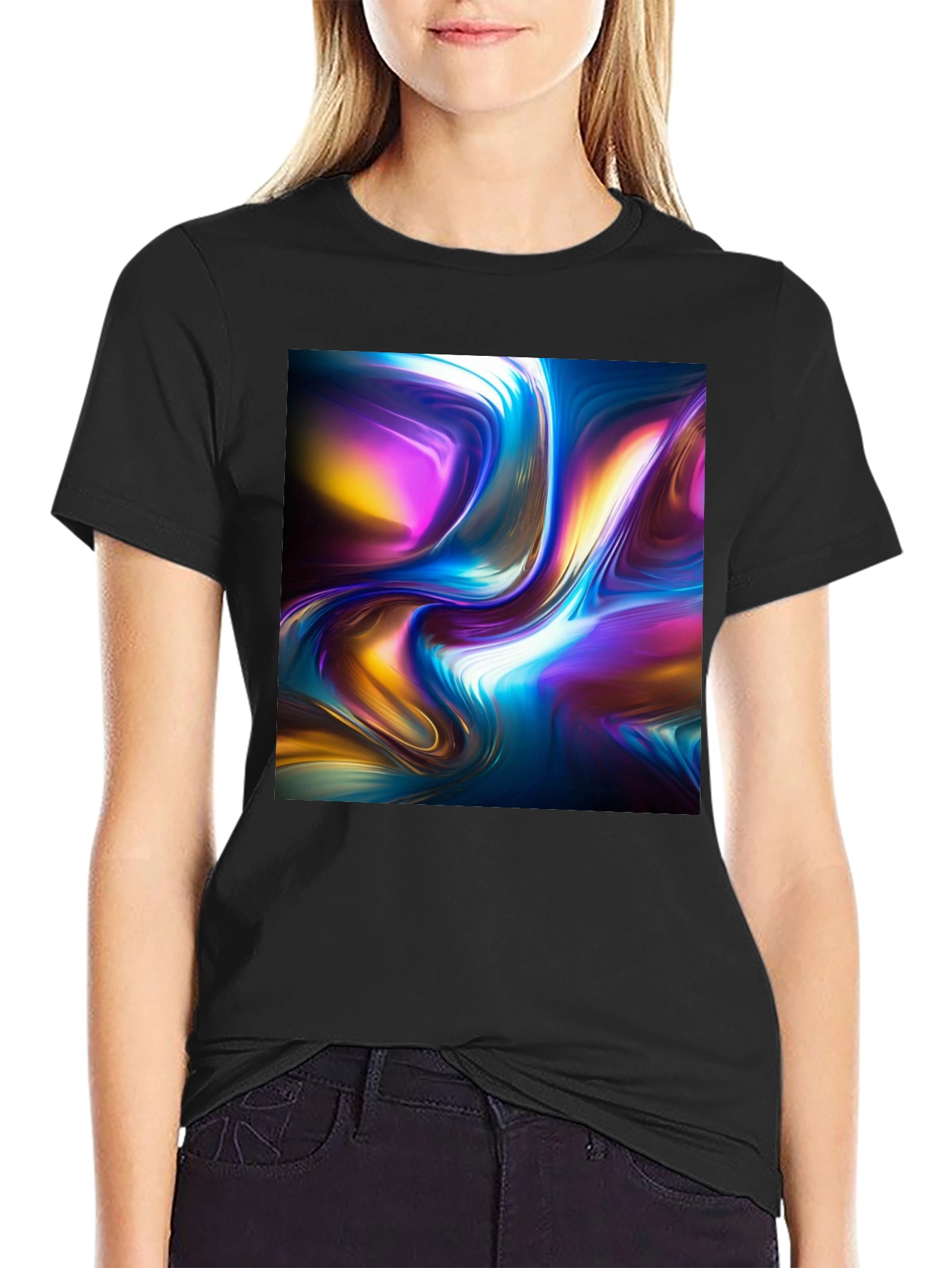 Abstract Flow Graphic Black T-Shirt