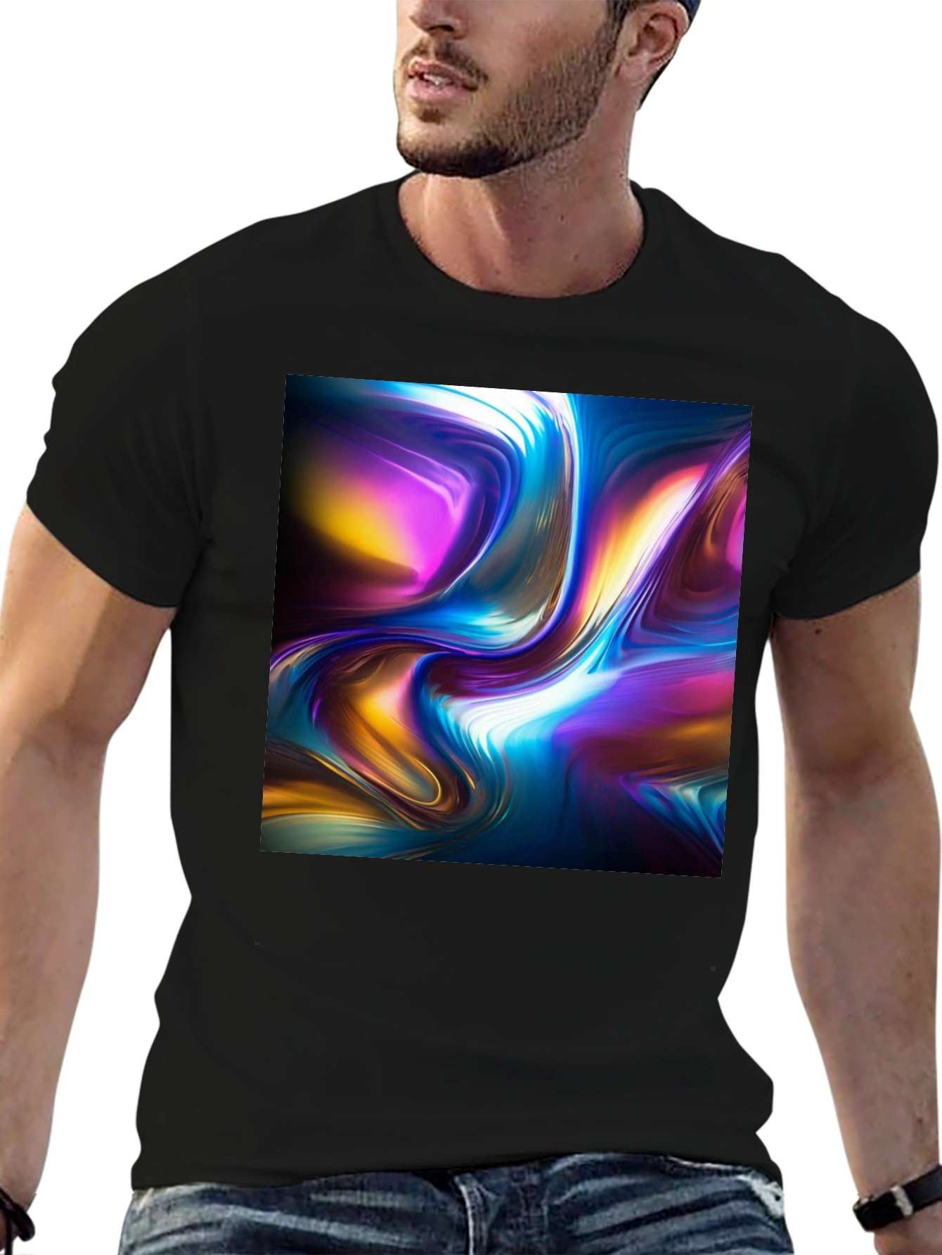 Abstract Flow Graphic Black T-Shirt