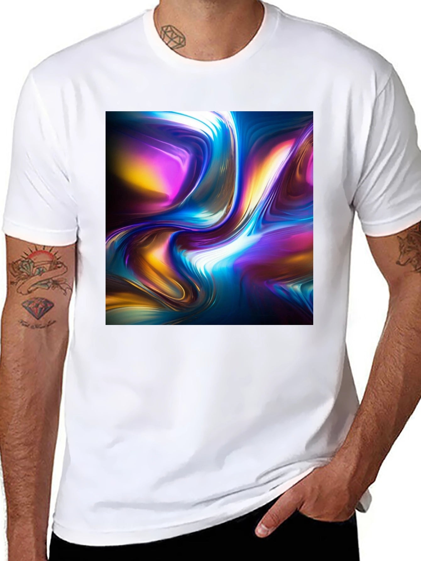 Abstract Flow Graphic Black T-Shirt