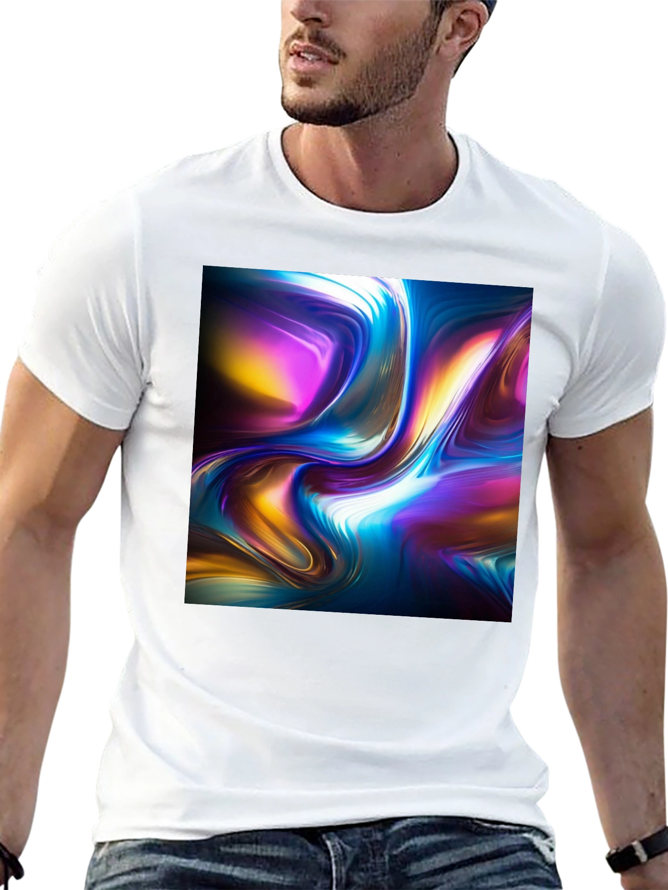 Abstract Flow Graphic Black T-Shirt