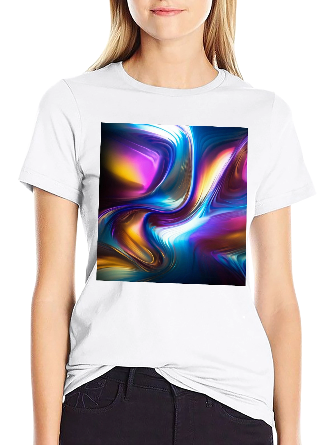 Abstract Flow Graphic Black T-Shirt