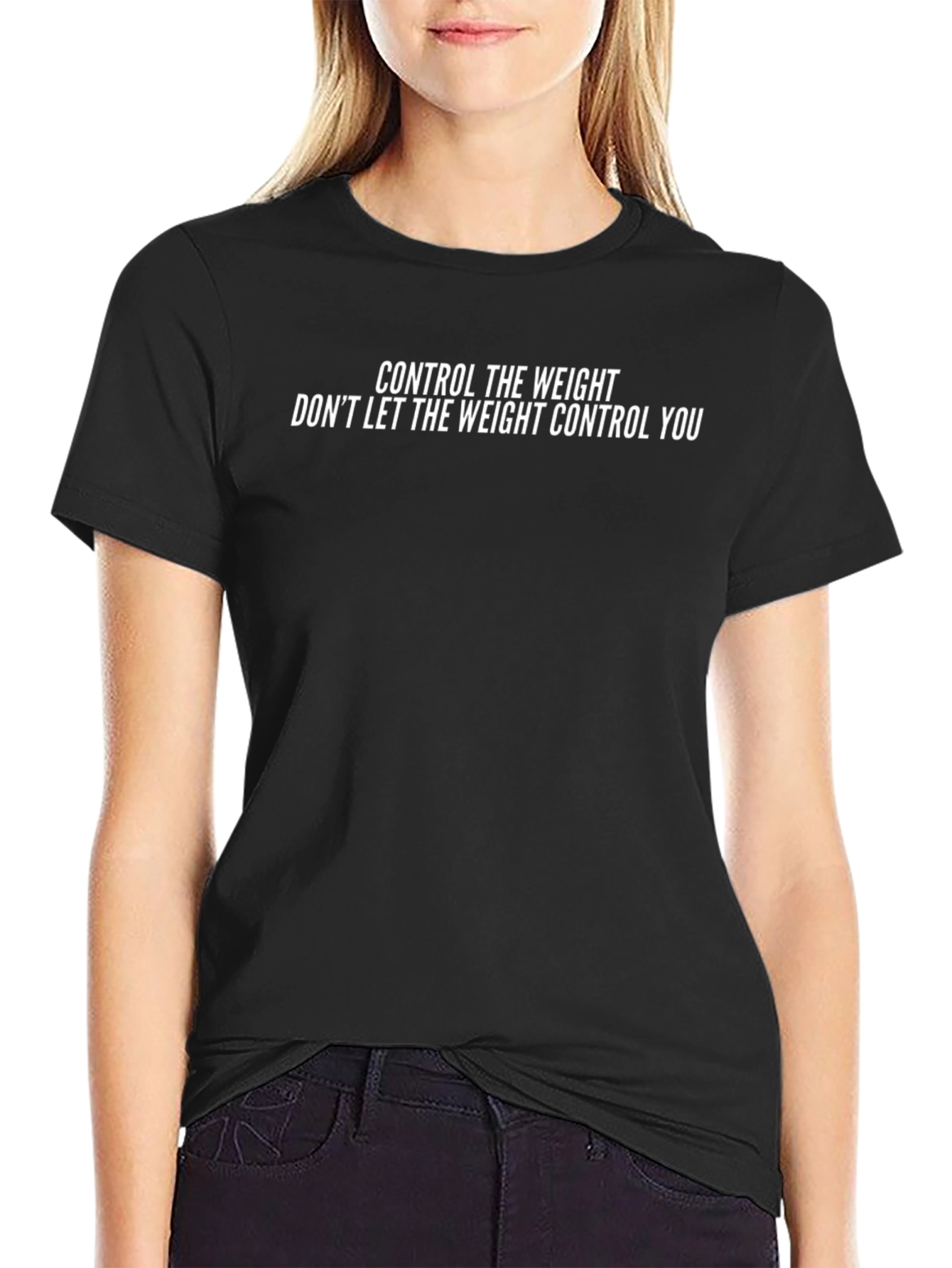 Control The Weight Black Cotton T-Shirt