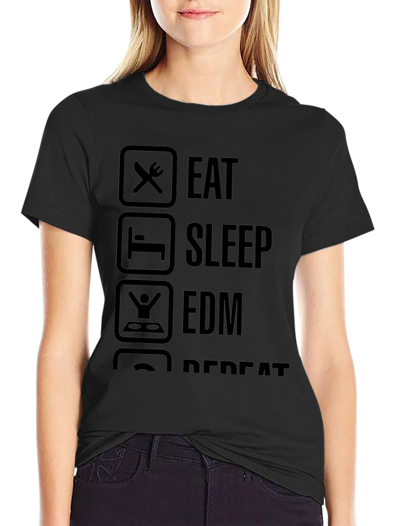 Eat Sleep EDM Repeat T-Shirt - Black Graphic Tee