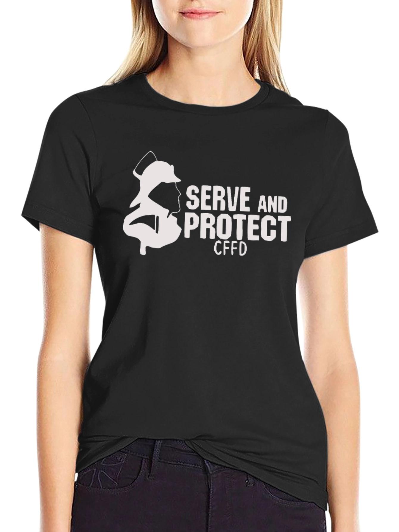 Firefighter Serve and Protect Black T-Shirt
