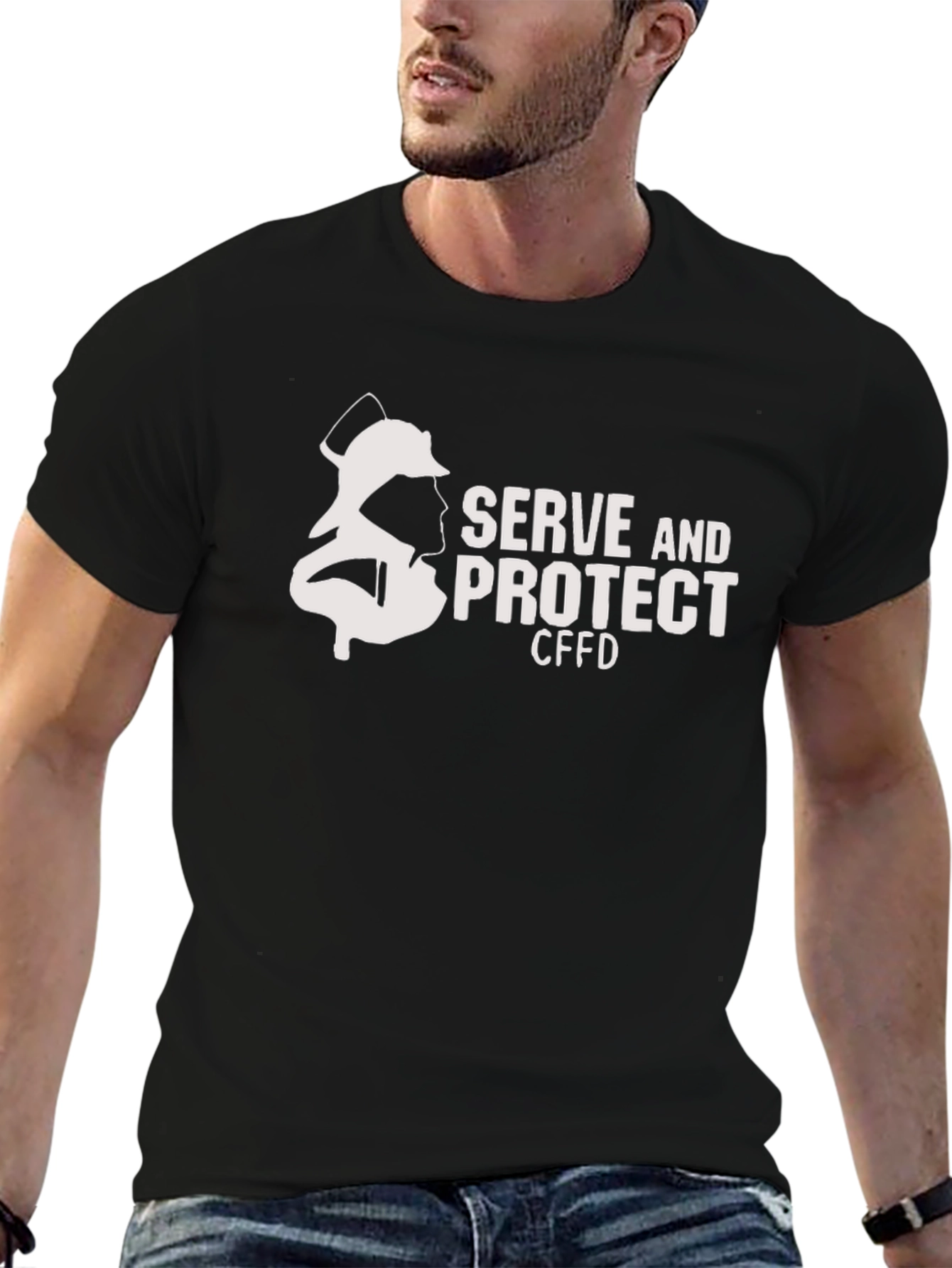 Firefighter Serve and Protect Black T-Shirt