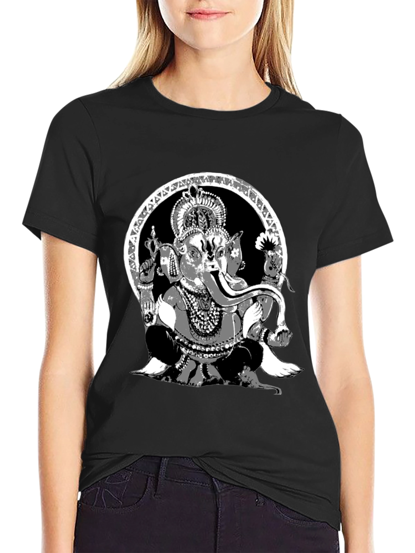 Ganesha Graphic Print Black T-Shirt