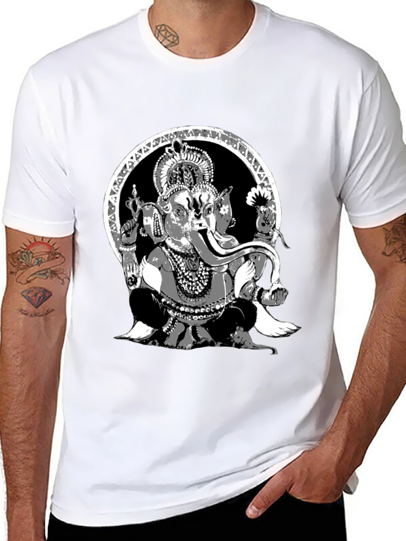 Ganesha Graphic Print Black T-Shirt
