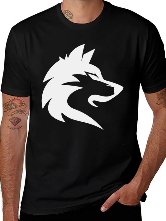 Black T-Shirt with Wolf Graphic