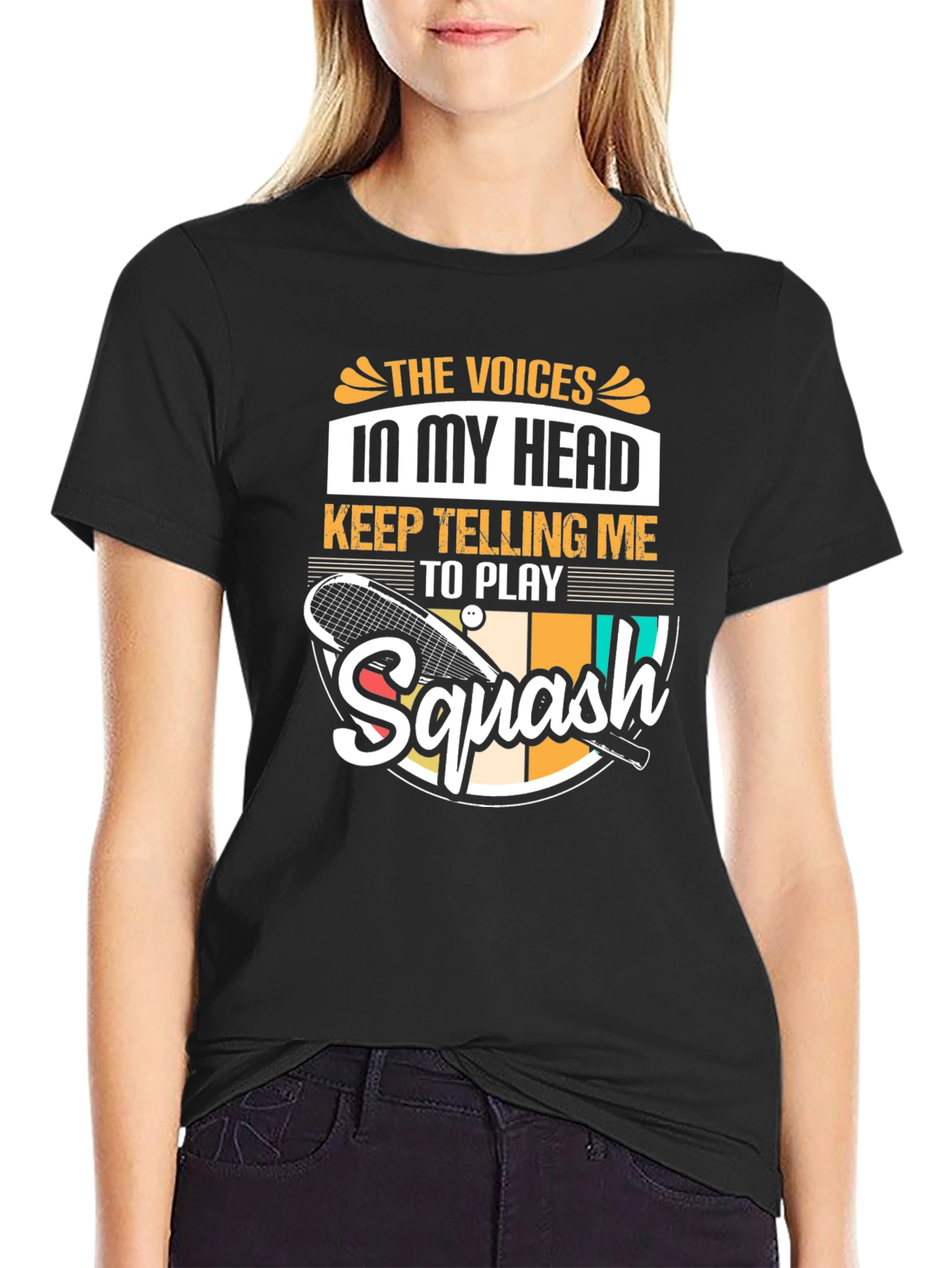 Squash Player Funny T-Shirt Voices in My Head Tee