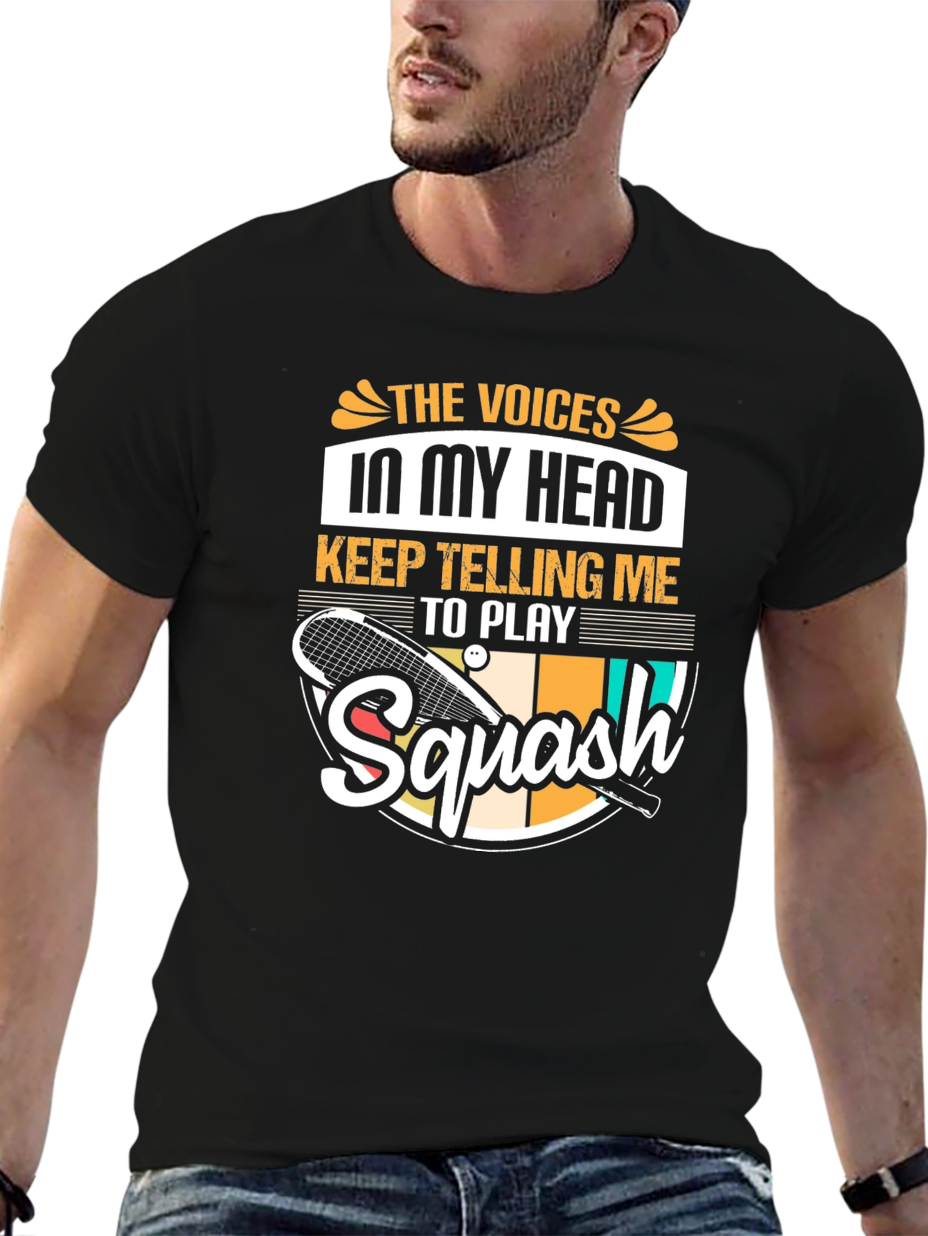 Squash Player Funny T-Shirt Voices in My Head Tee