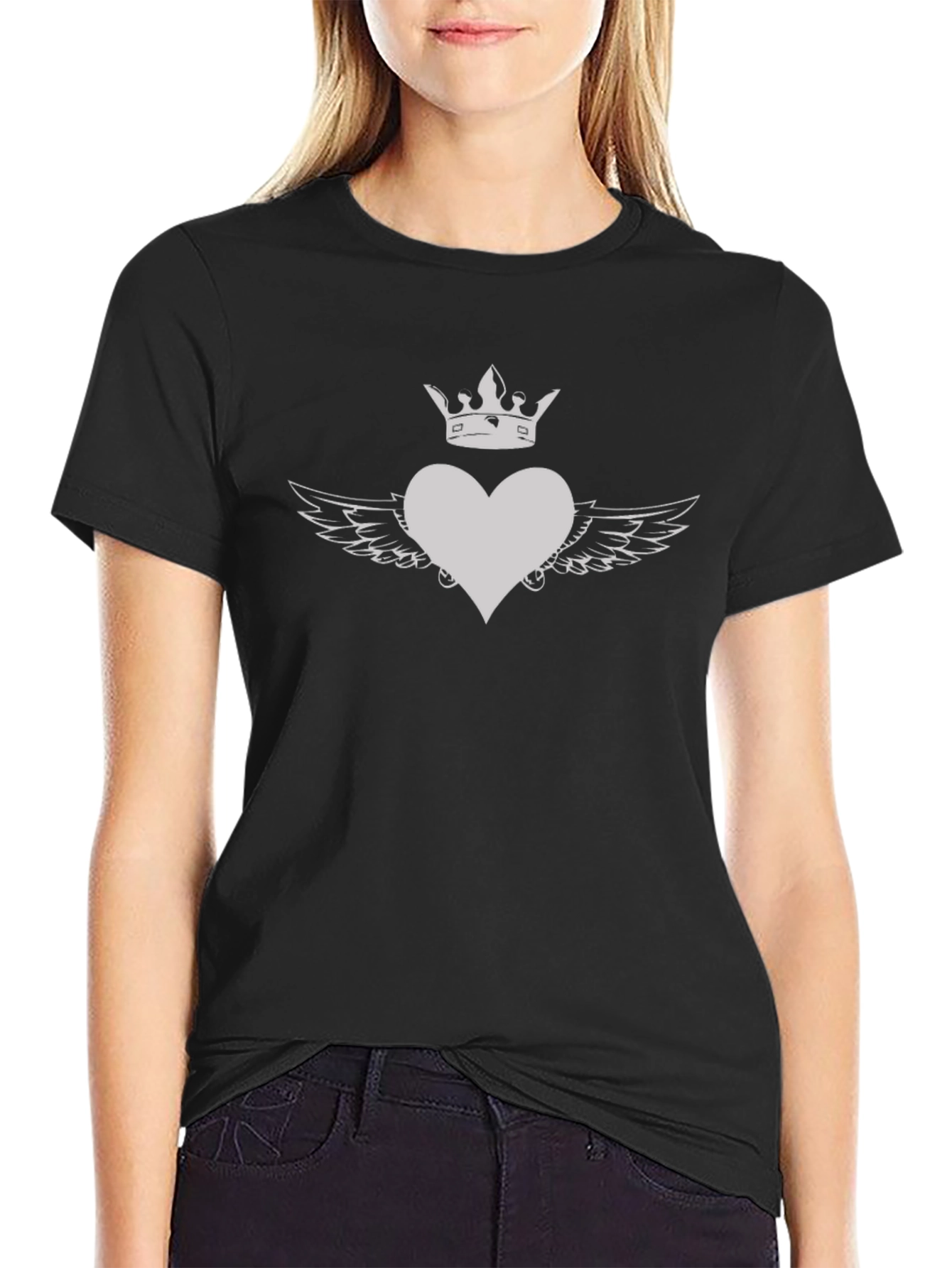 Heart with Crown and Wings Graphic Tee