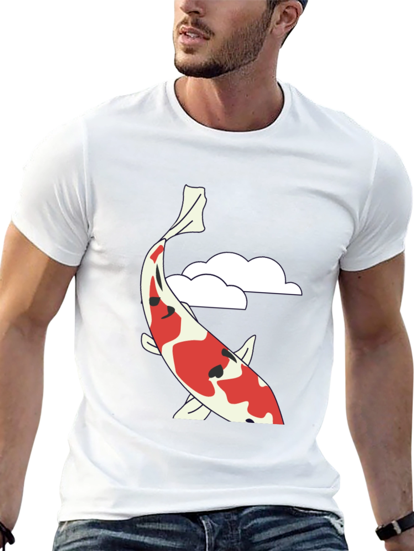 Koi Fish Graphic T-Shirt - Black Casual Tee