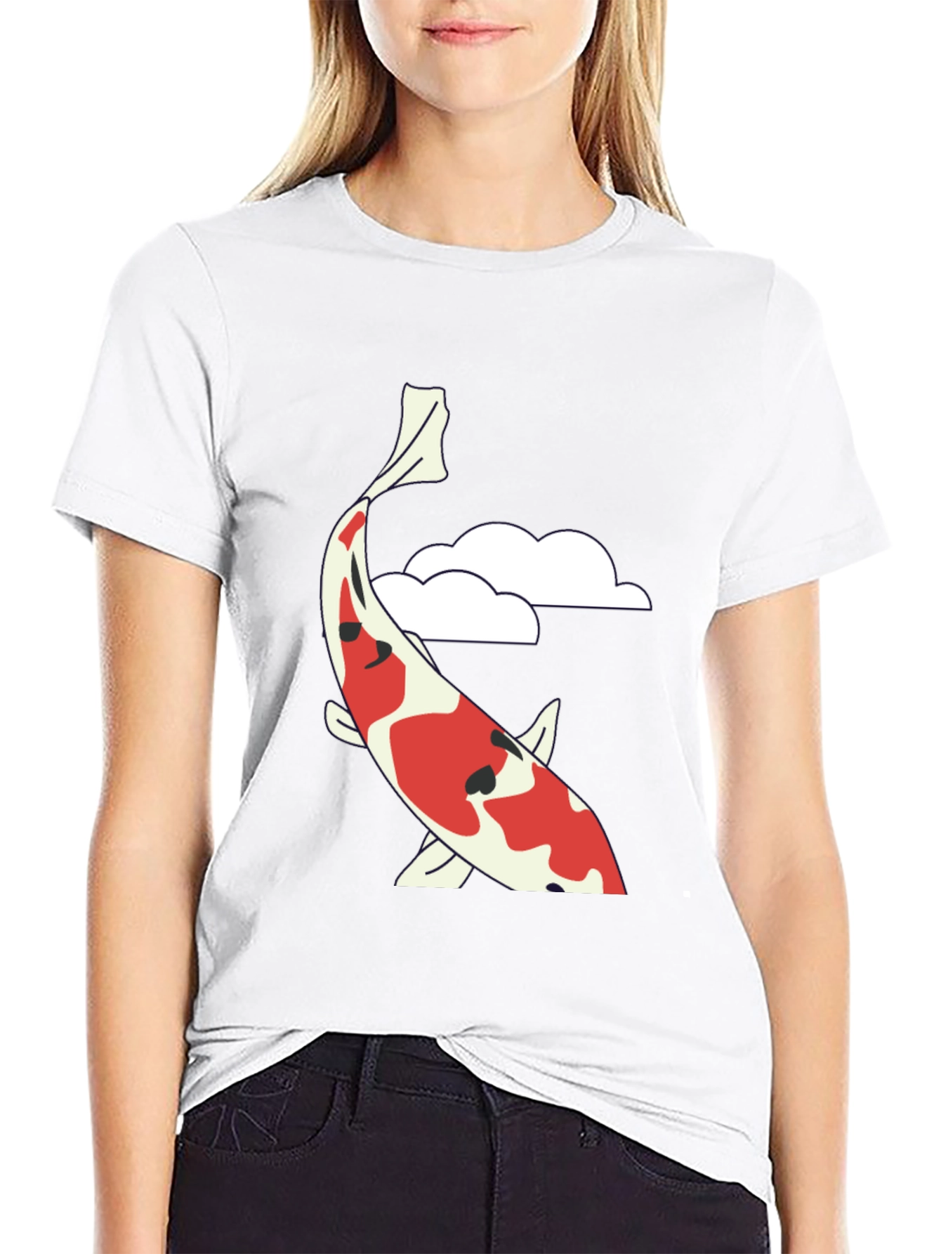 Koi Fish Graphic T-Shirt - Black Casual Tee