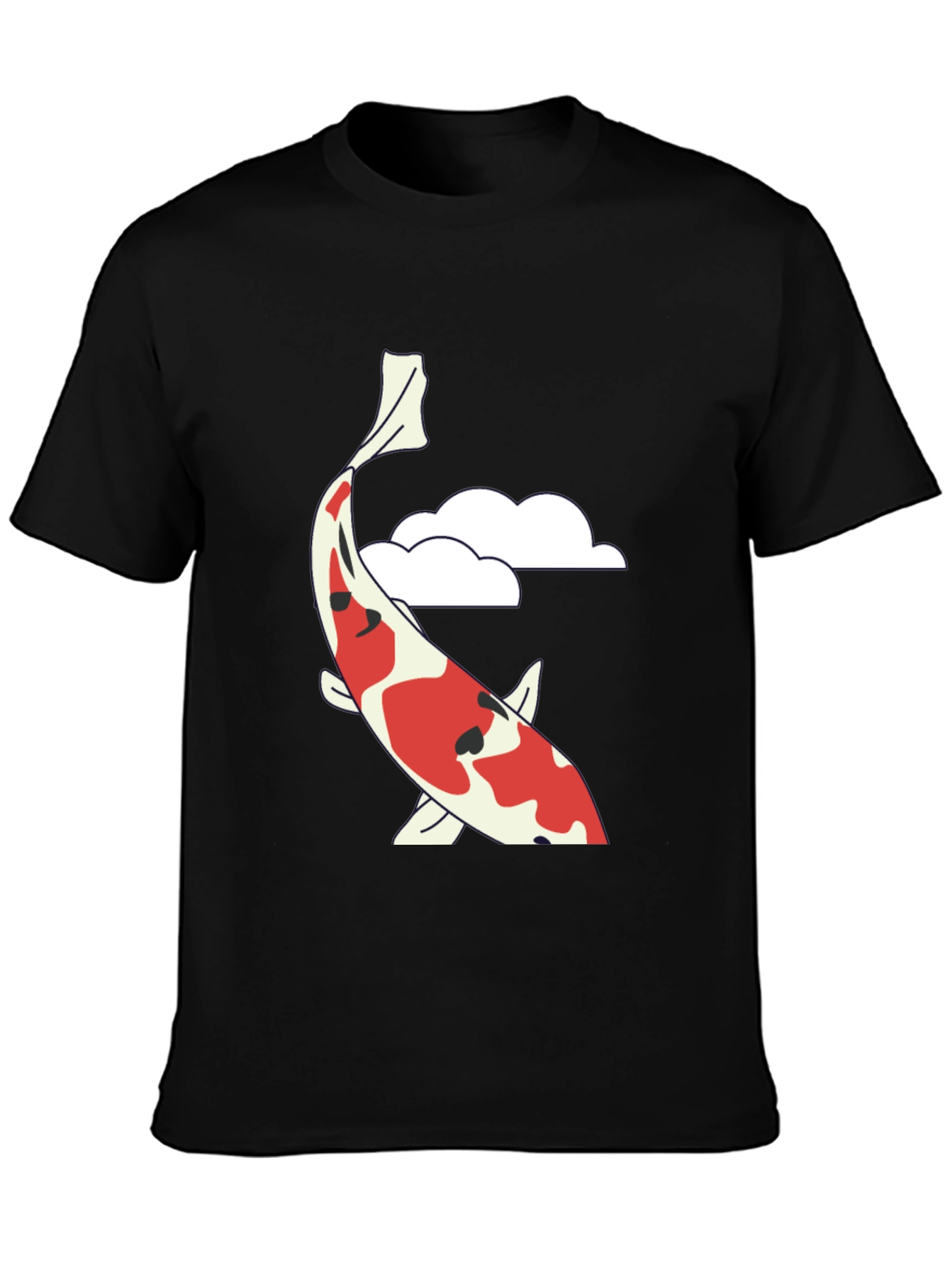 Koi Fish Graphic T-Shirt - Black Casual Tee