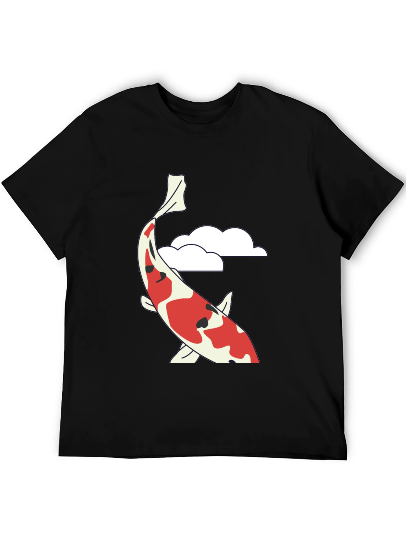 Koi Fish Graphic T-Shirt - Black Casual Tee