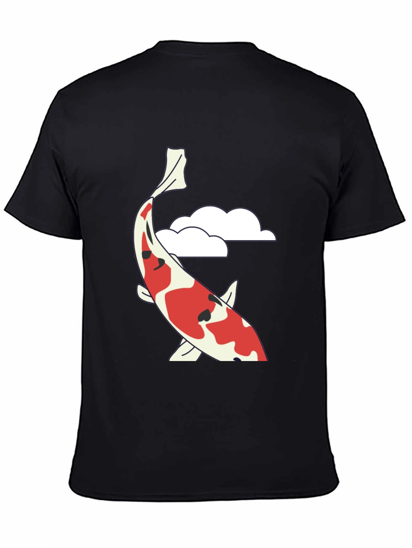 Koi Fish Graphic T-Shirt - Black Casual Tee