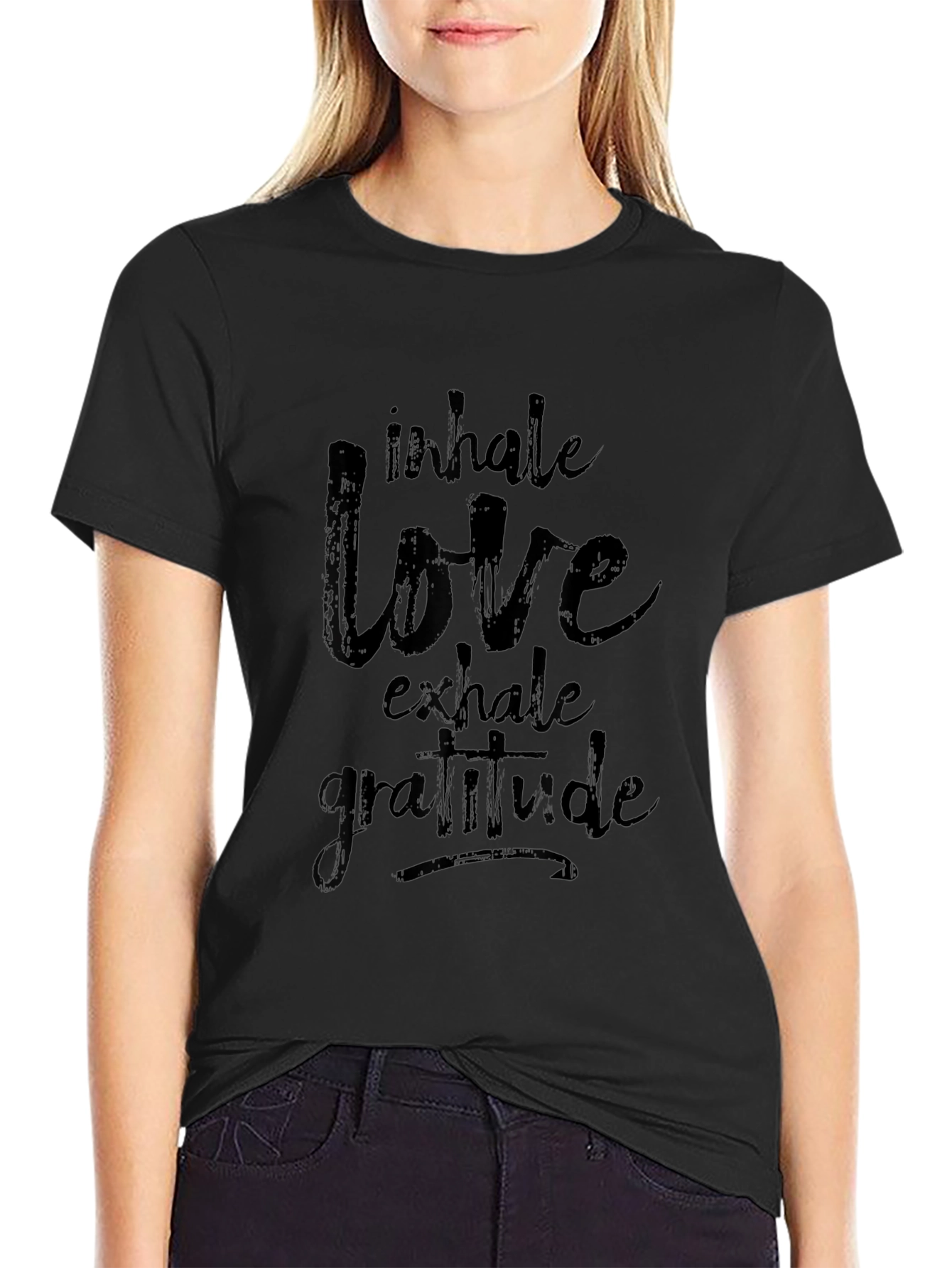 Inhale Love Graphic Black T-Shirt
