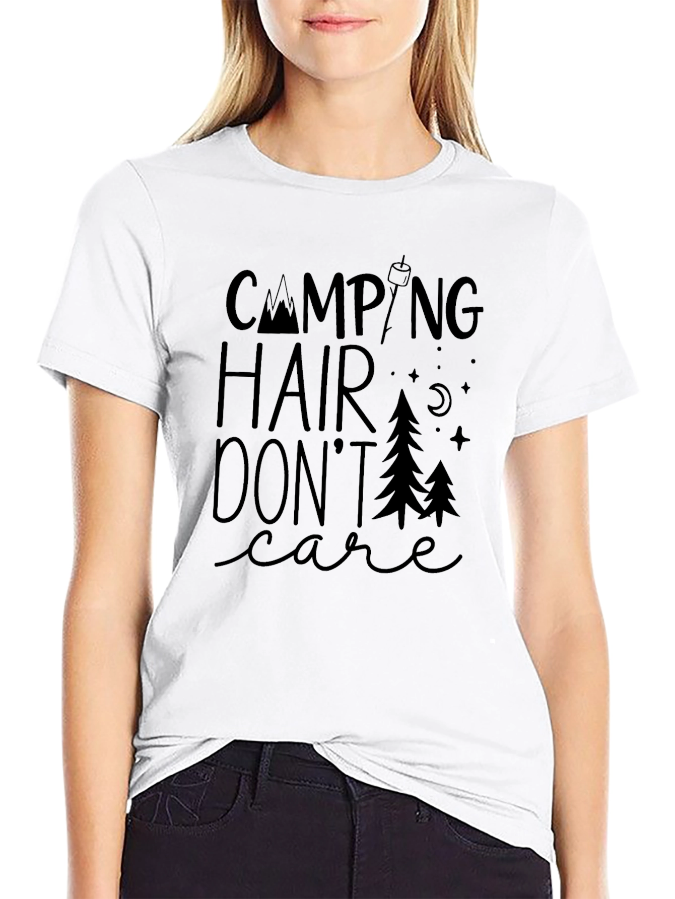 Camping Hair Dont Care Graphic T-Shirt