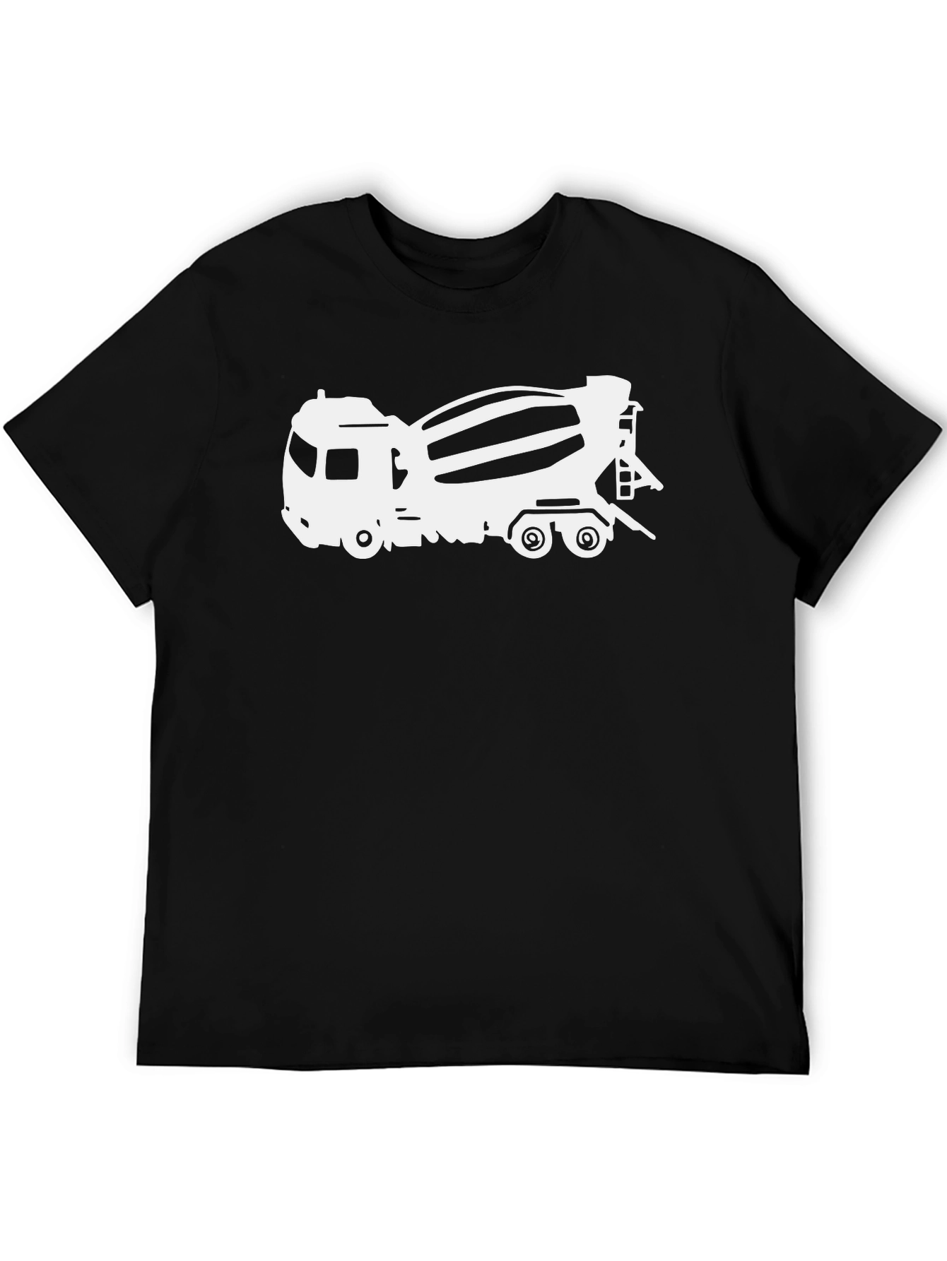 Concrete Mixer Truck Graphic Tee - Black Cotton Blend