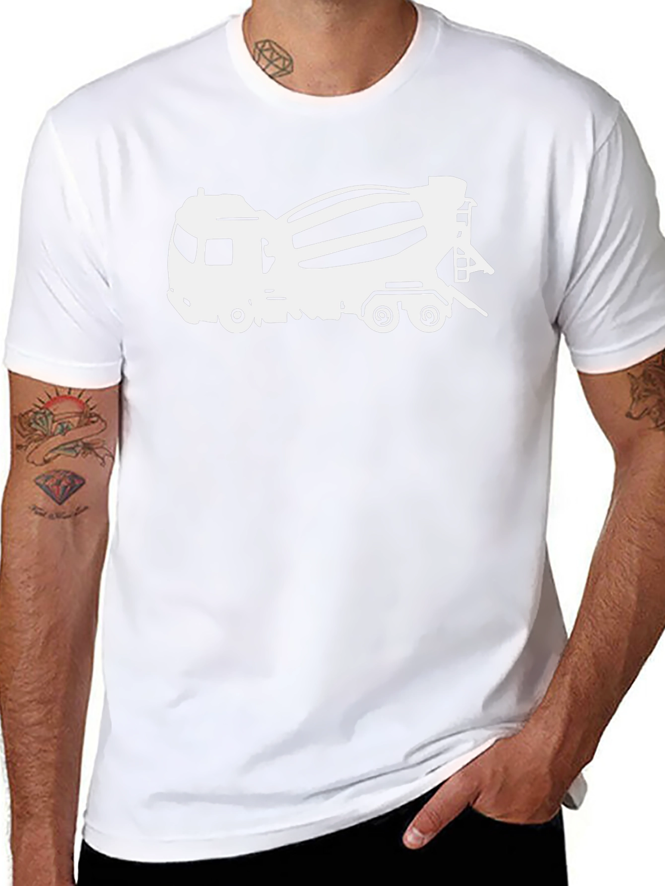 Concrete Mixer Truck Graphic Tee - Black Cotton Blend