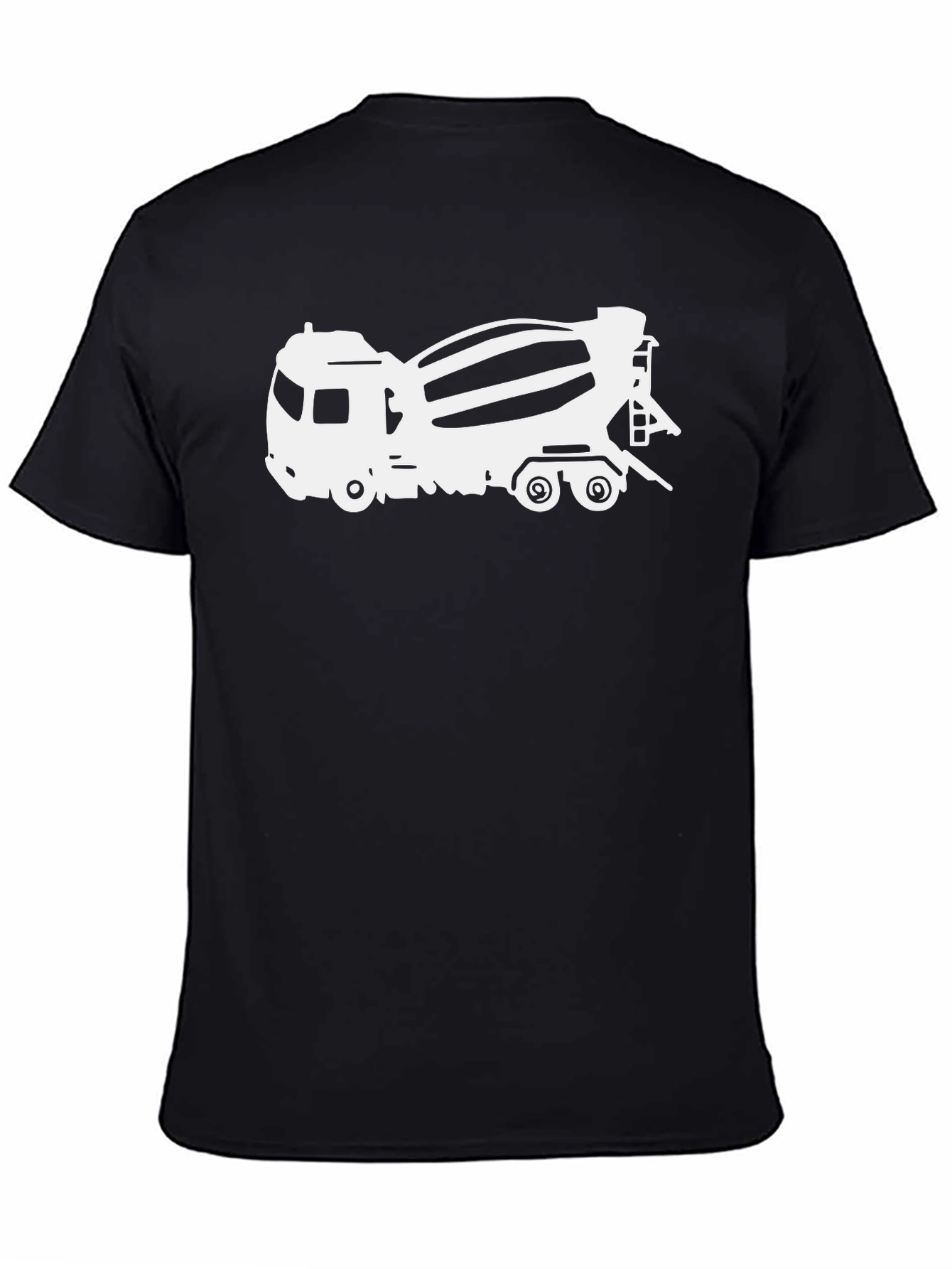 Concrete Mixer Truck Graphic Tee - Black Cotton Blend