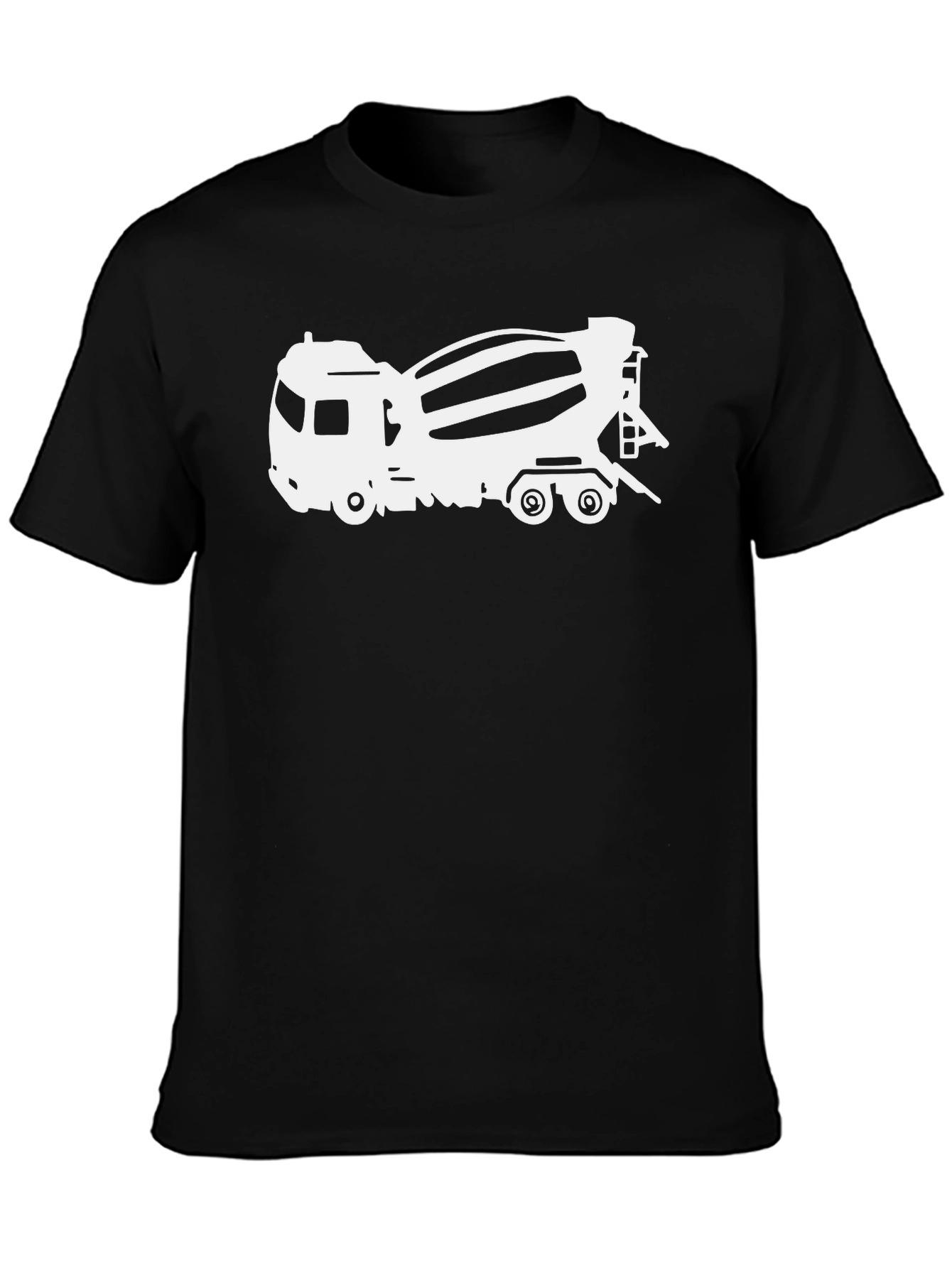 Concrete Mixer Truck Graphic Tee - Black Cotton Blend