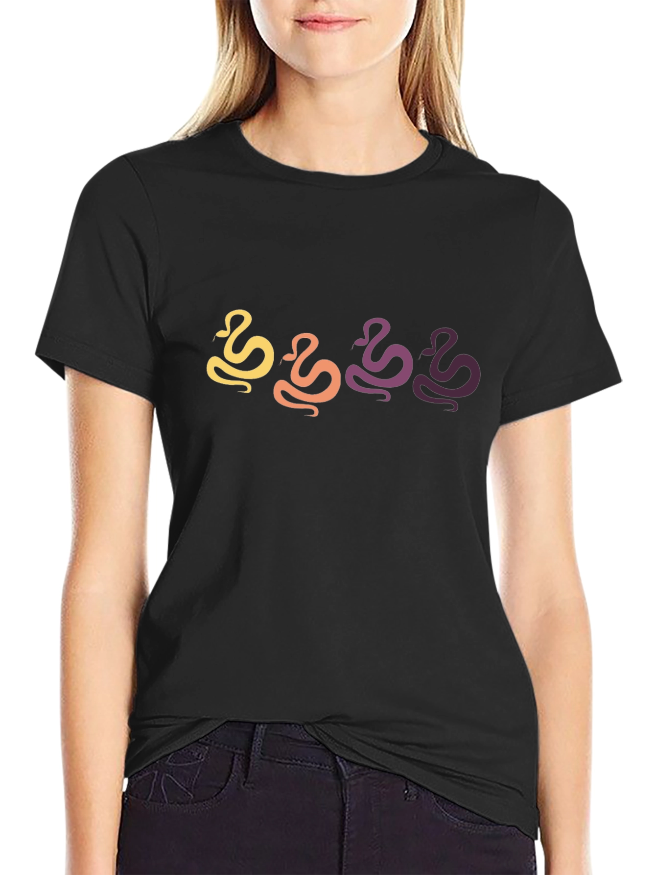 Retro Snake Graphic Black T-Shirt