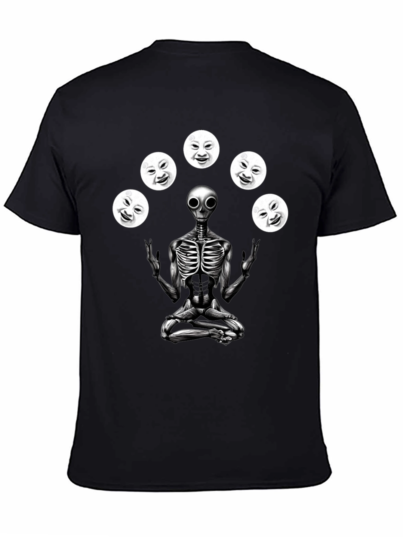 Alien Juggling Moon Faces Graphic T-Shirt