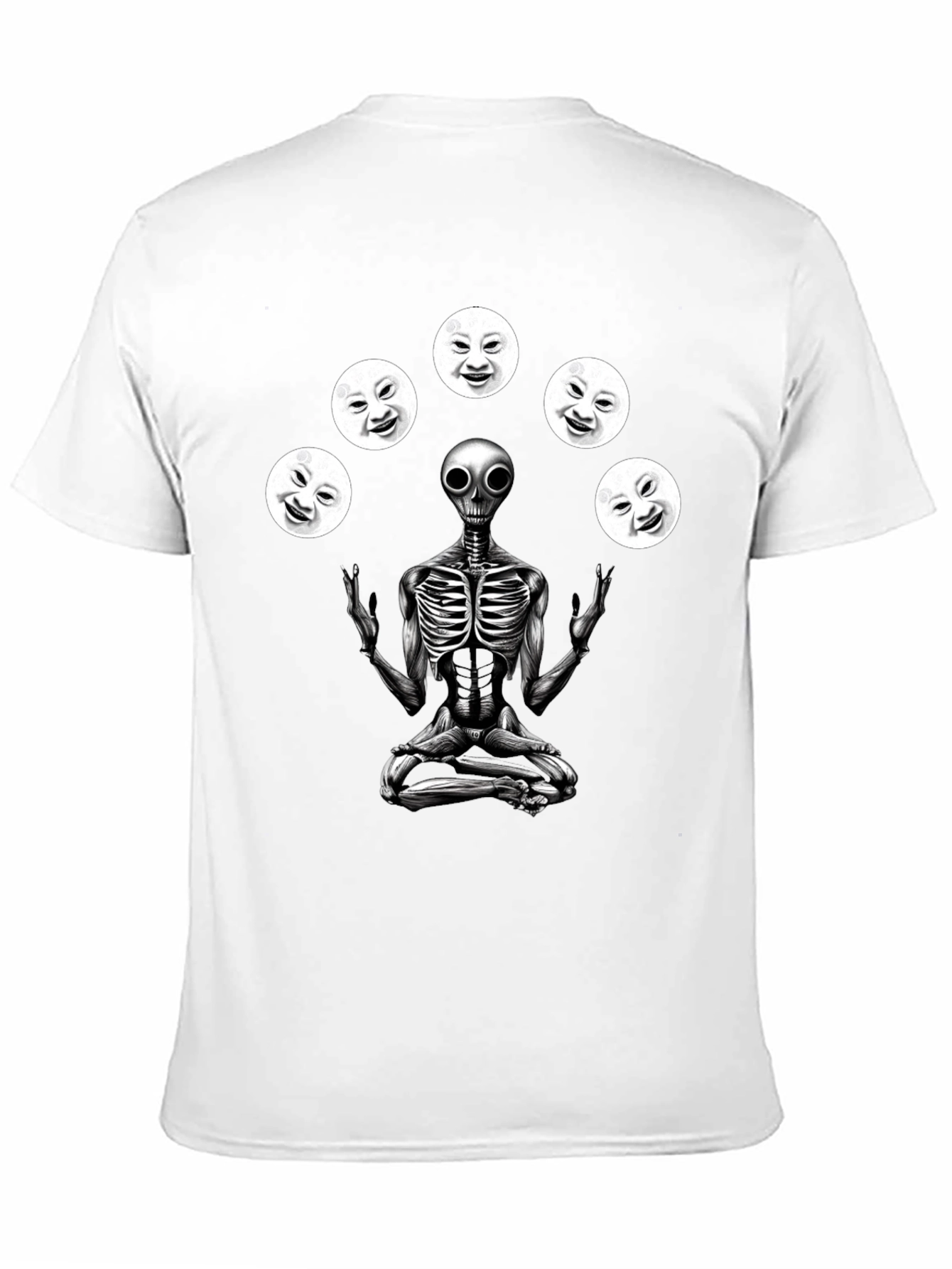 Alien Juggling Moon Faces Graphic T-Shirt