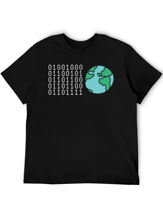 Binary Code Earth Graphic T-Shirt