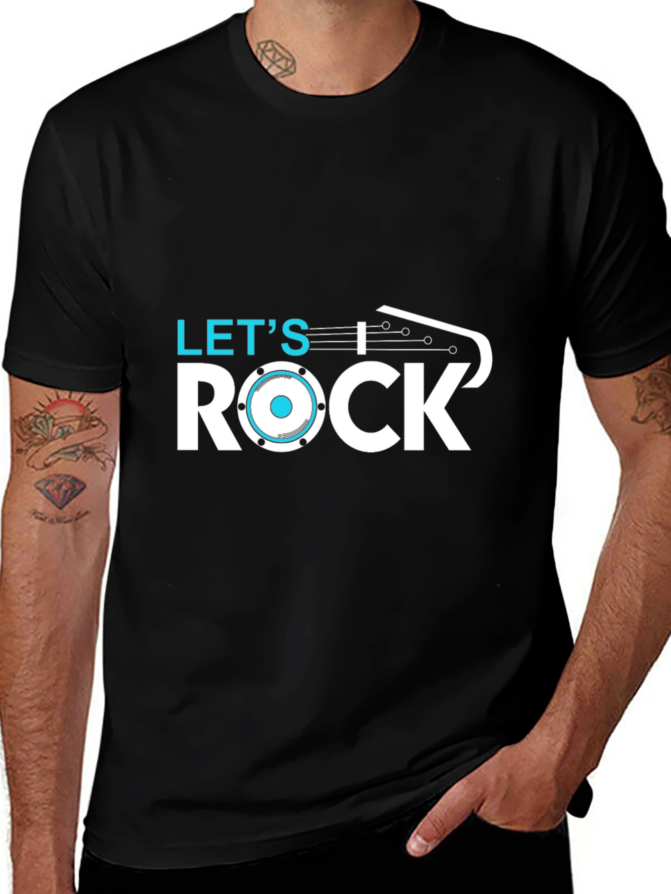 Lets Rock T-Shirt - Black Cotton Graphic Tee