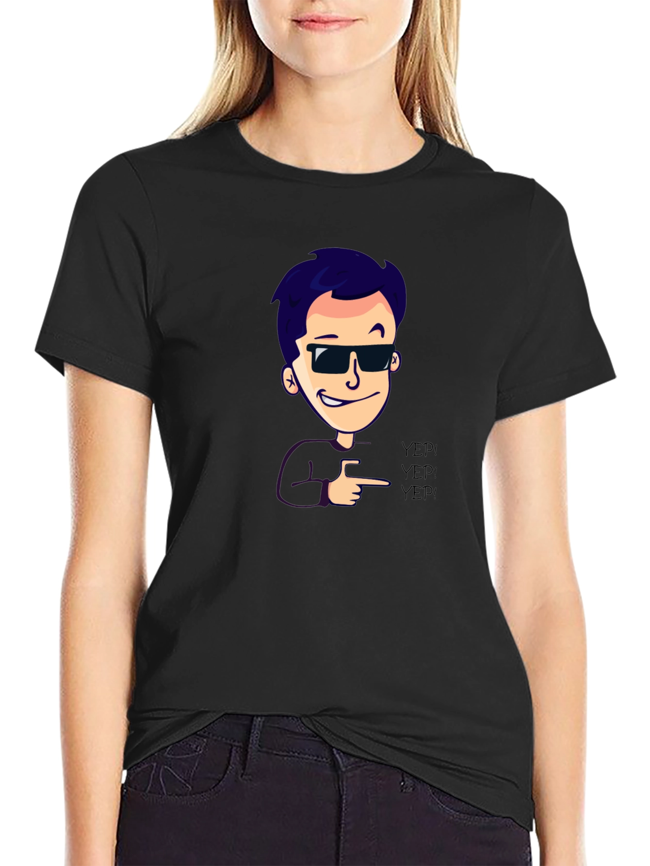 Cool Cartoon Graphic Black T-Shirt