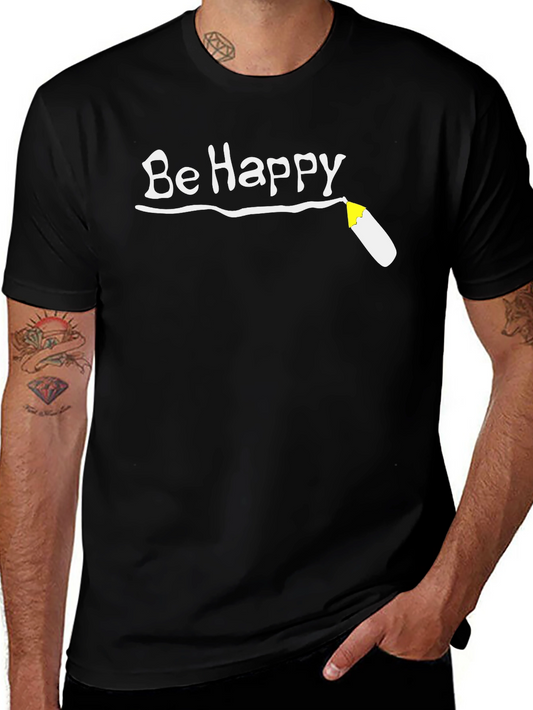Be Happy T-Shirt - Black Graphic Tee