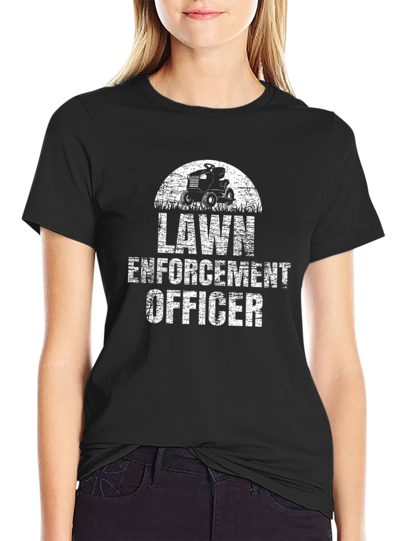 Lawn Enforcement Officer Black Graphic T-Shirt