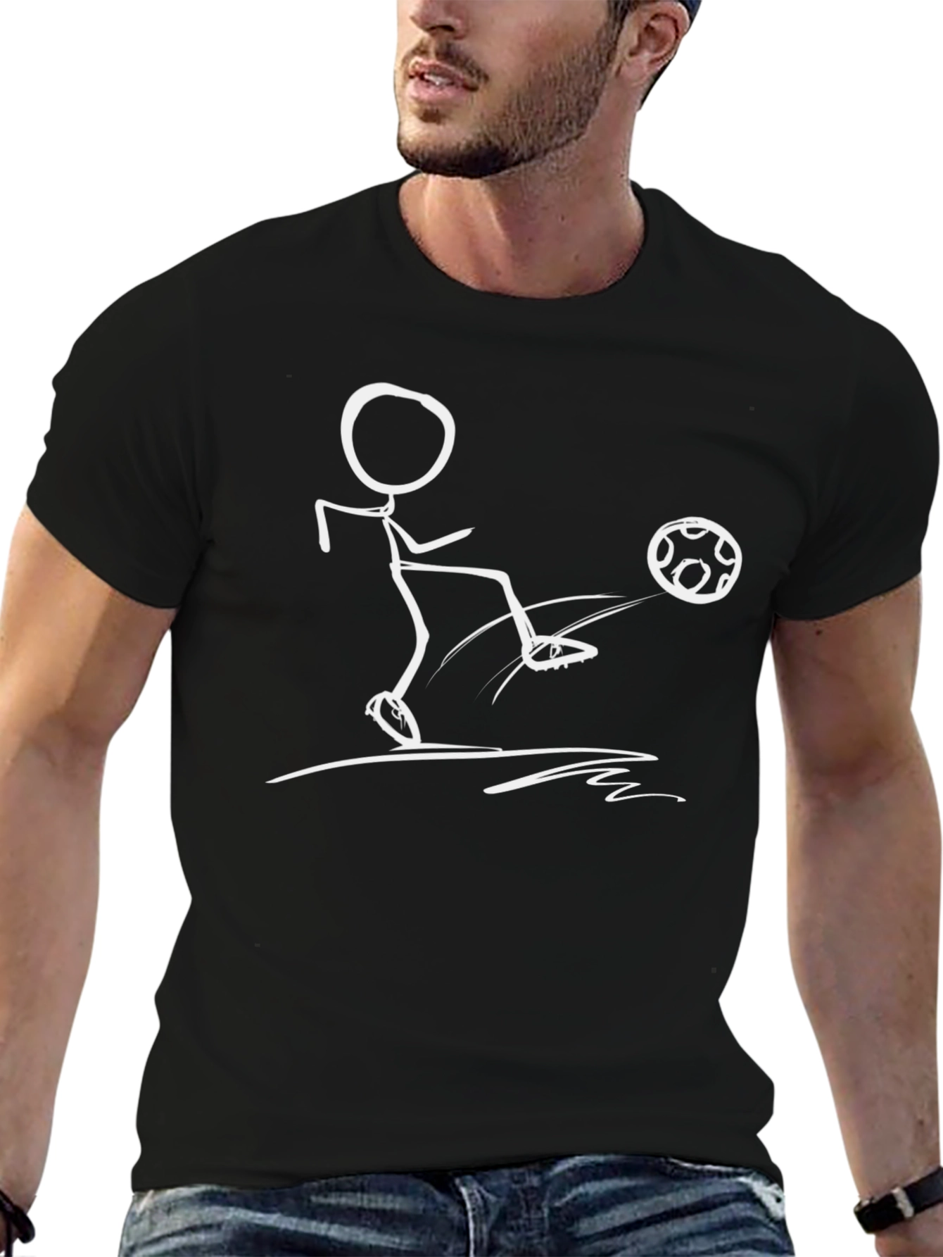 Stick Figure Soccer T-Shirt - Black