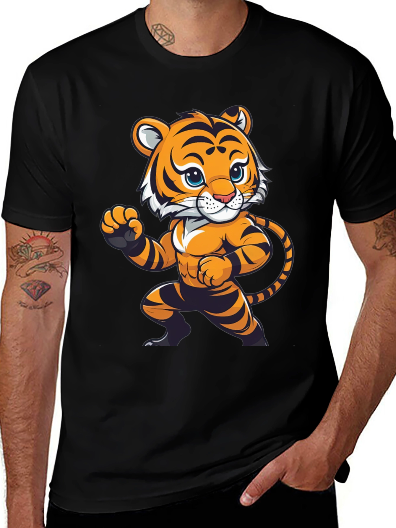 Tiger Cartoon T-Shirt - Funky Animal Design