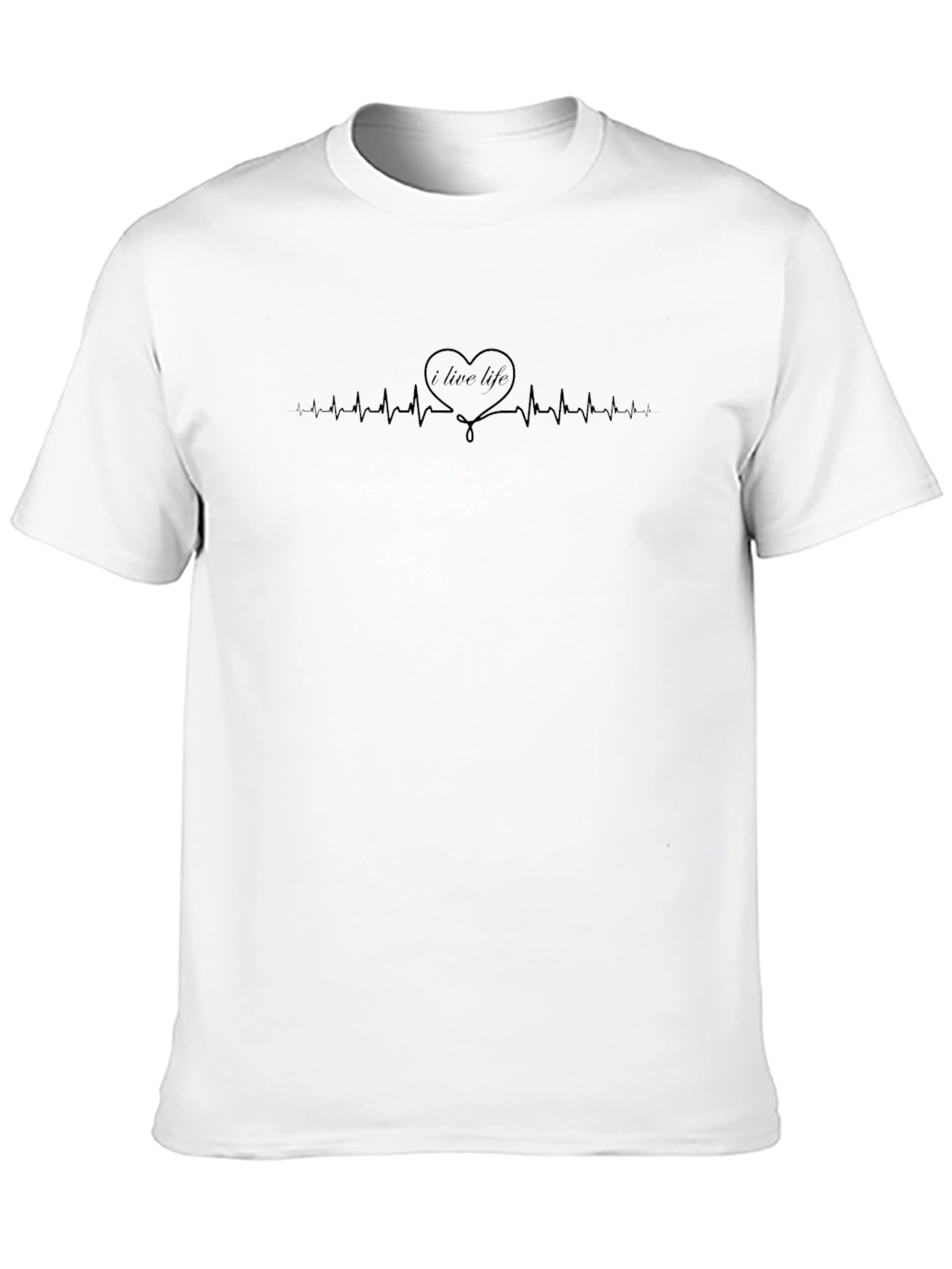I Love Life Heartbeat T-Shirt - Black