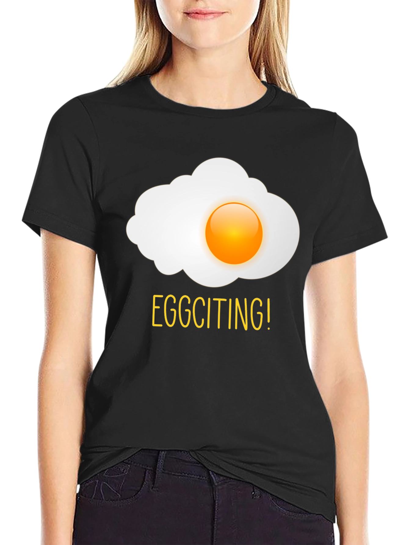 Eggciting! Novelty Egg Graphic Print T-Shirt