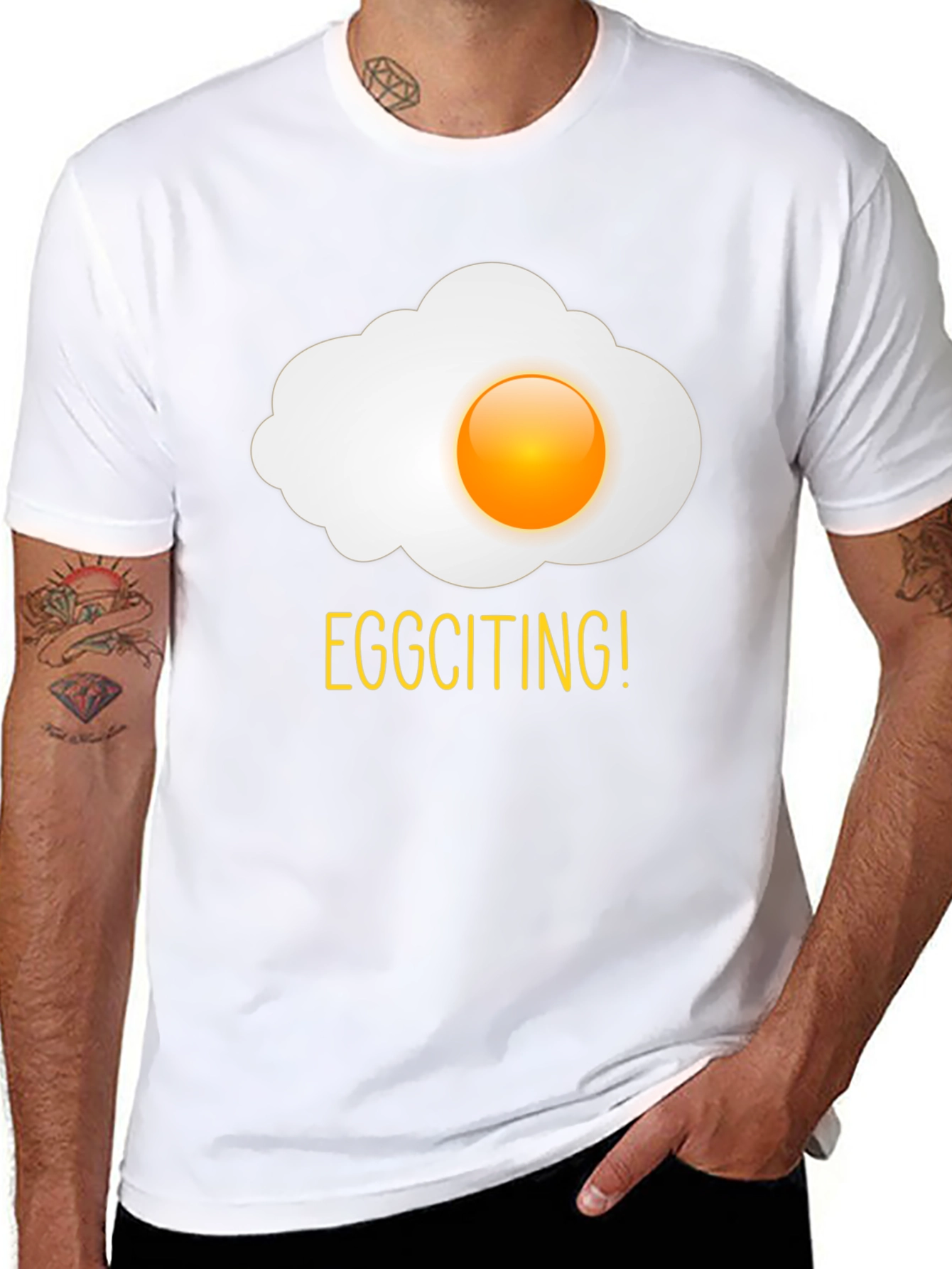 Eggciting! Novelty Egg Graphic Print T-Shirt
