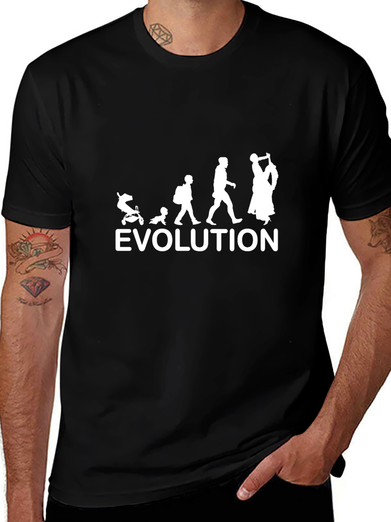 Evolution Black Graphic Tee - Mens Novelty T-Shirt