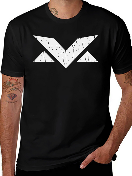 Geometric Graphic Tee - Distressed Print