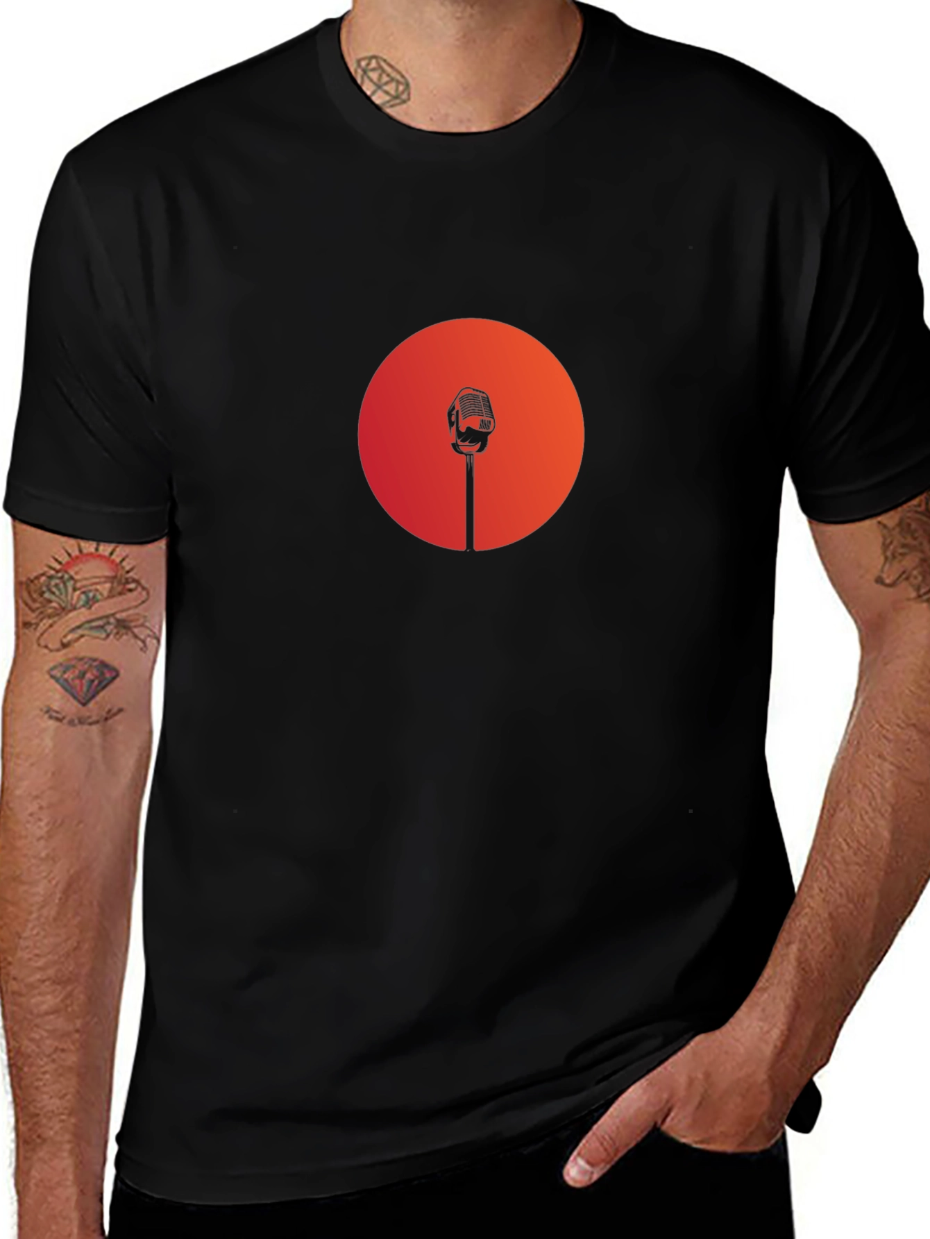 Retro Microphone Graphic Tee - Classic Style