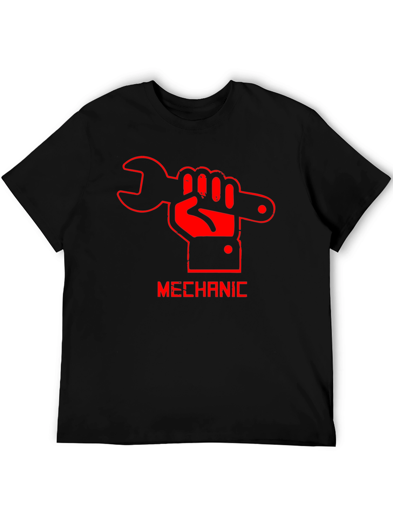 Mechanic Hand Wrench Graphic Black T-Shirt