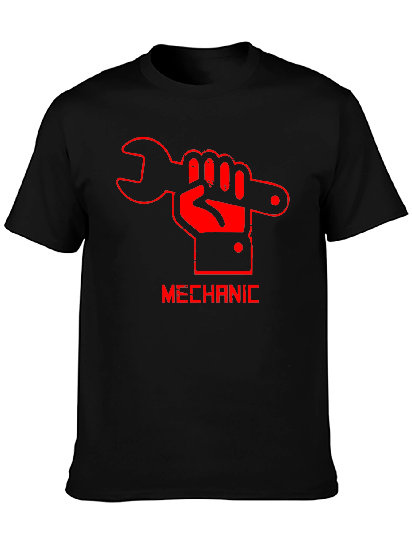 Mechanic Hand Wrench Graphic Black T-Shirt