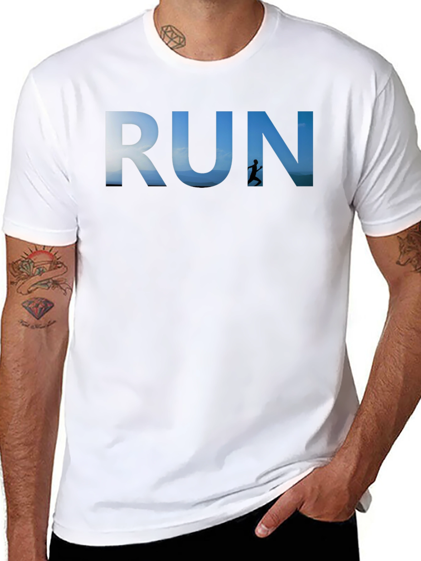 RUN Graphic Black T-Shirt for Active Lifestyle