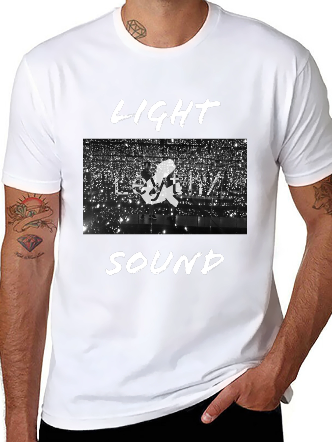 Light & Sound Graphic Tee - Black Cotton Blend