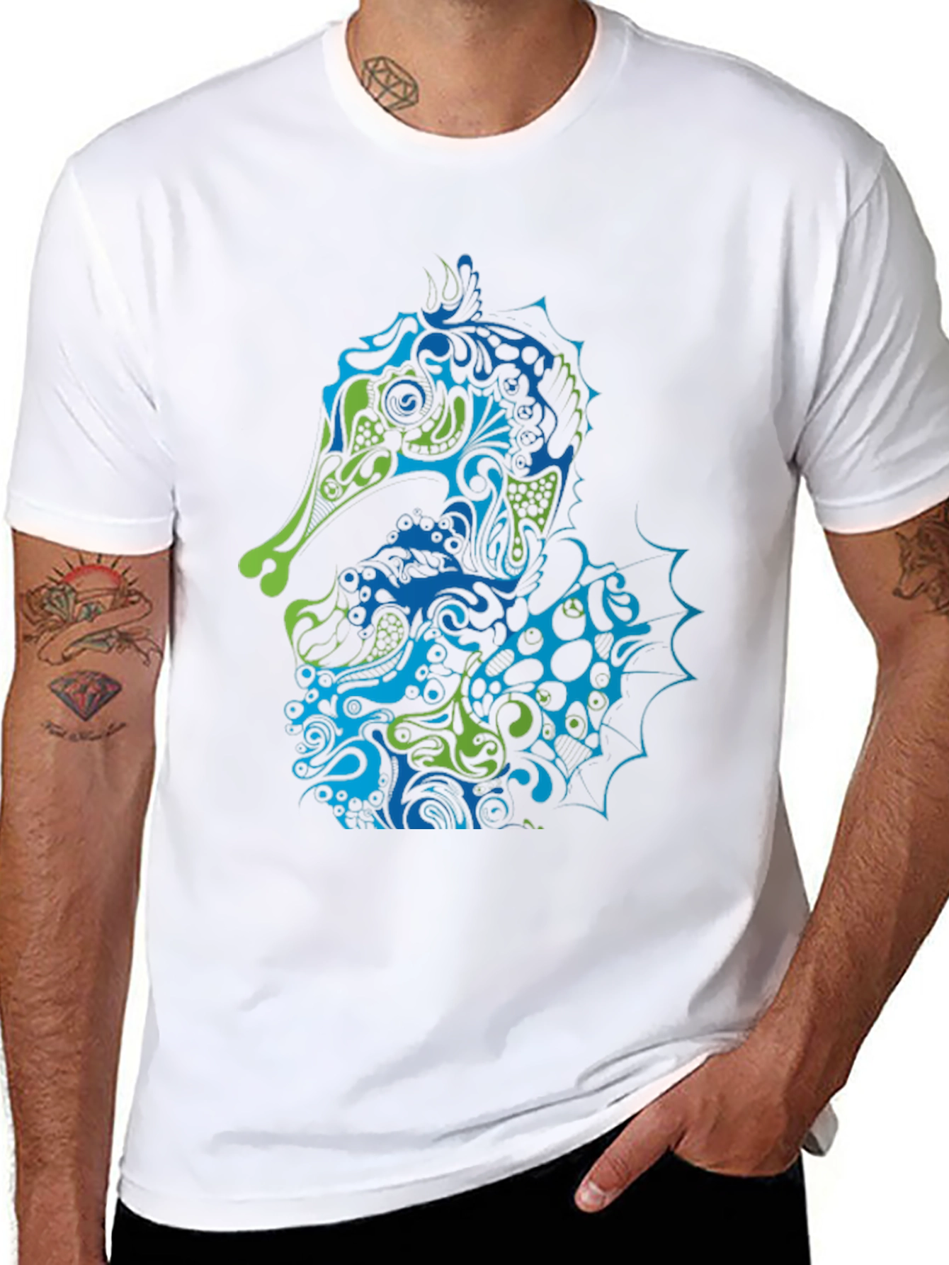 Seahorse Art Graphic Black Tee