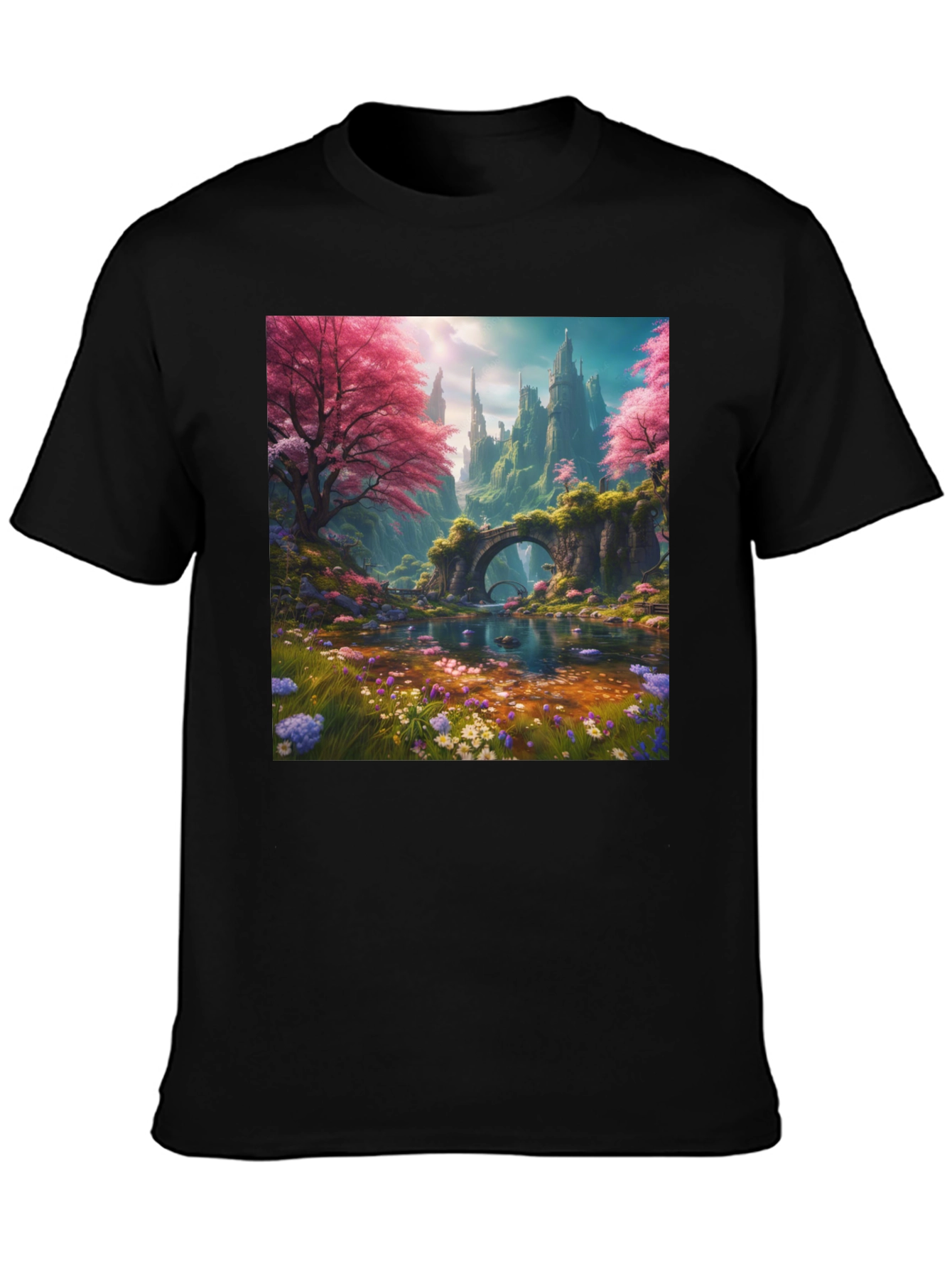 Enchanted Landscape Graphic Tee - Black